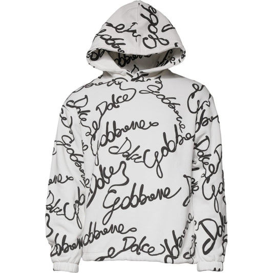 Dolce & Gabbana White Logo Cotton Hooded Sweatshirt Sweater TSH87725-44