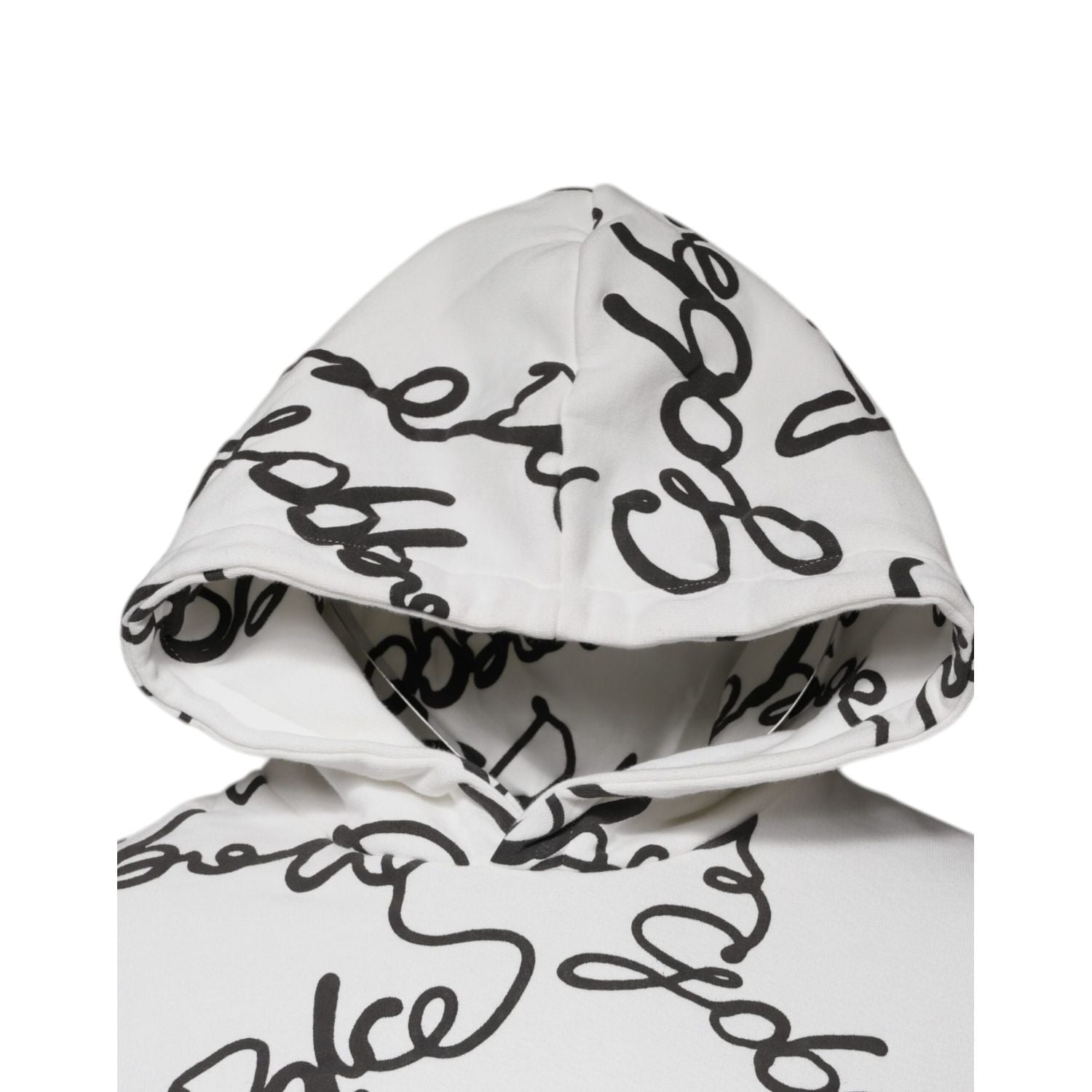 Dolce & Gabbana White Logo Cotton Hooded Sweatshirt Sweater