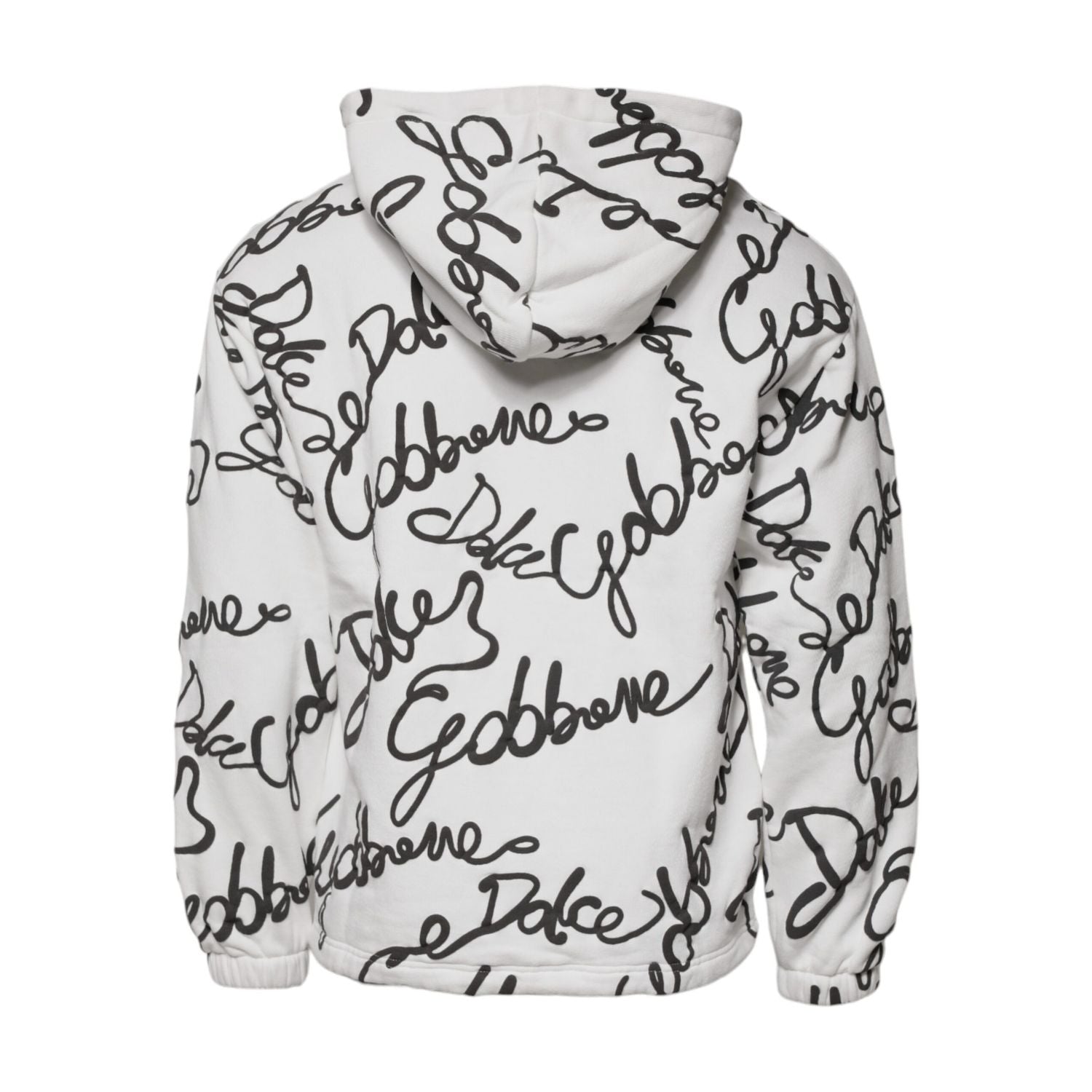 Dolce & Gabbana White Logo Cotton Hooded Sweatshirt Sweater