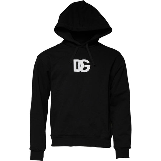 Dolce & Gabbana Black Logo Cotton Hooded Sweatshirt Sweater