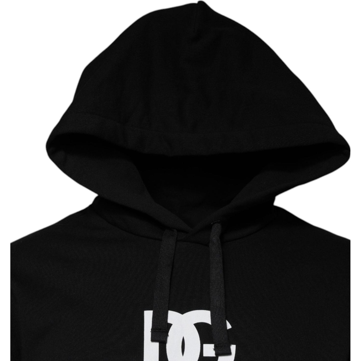 Dolce & Gabbana Black Logo Cotton Hooded Sweatshirt Sweater