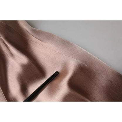 Emporio Armani Pink Satin Long Sleeves Sheath Wrap Mini Dress