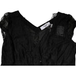 Blugirl Black Short Sleeves Floral Lace Trim A-line Mini Dress