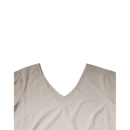 Peserico Off White Short Sleeves V-neck Shift Midi Dress