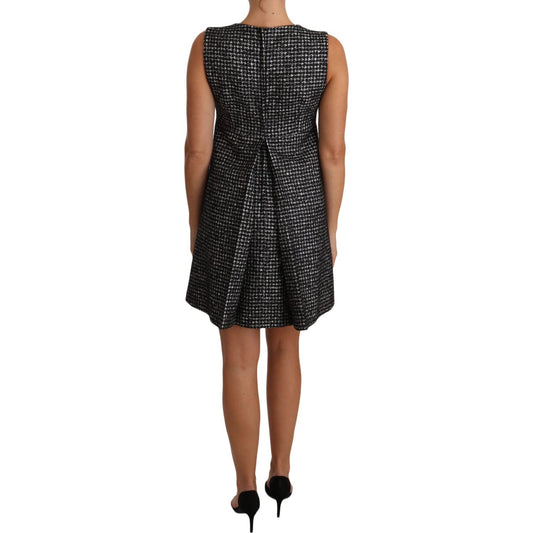 Dolce & Gabbana Houndstooth Floral Appliqué Shift Dress Dolce & Gabbana Dark Slate Gray