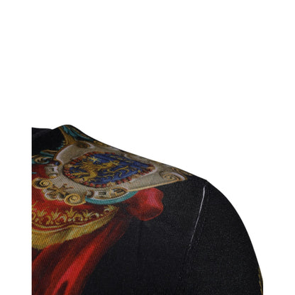 Dolce & Gabbana Black Heraldic DG Silk Round Neck Pullover Sweater