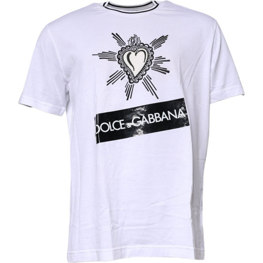 Dolce & Gabbana White Sacred Heart Short Sleeve T-shirt TSH90018-56