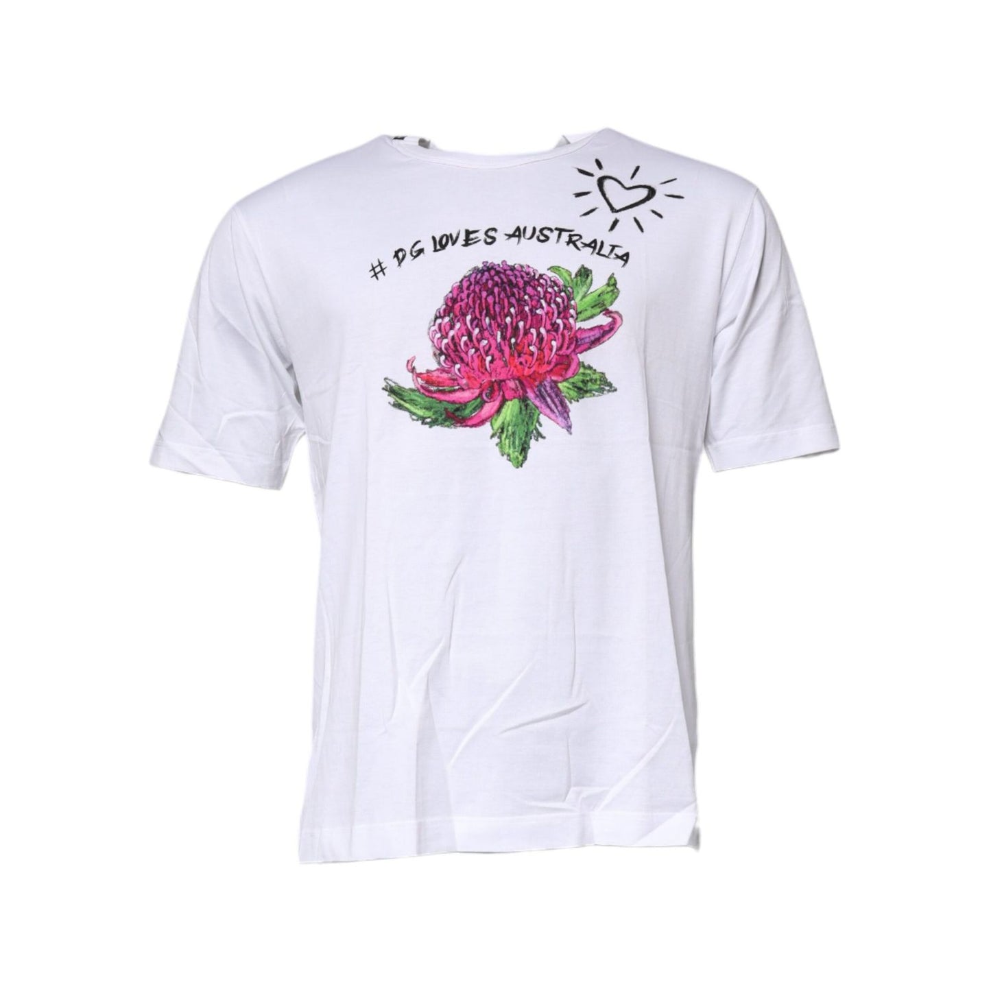 Dolce & Gabbana White Floral Print Cotton Crew Neck T-shirt