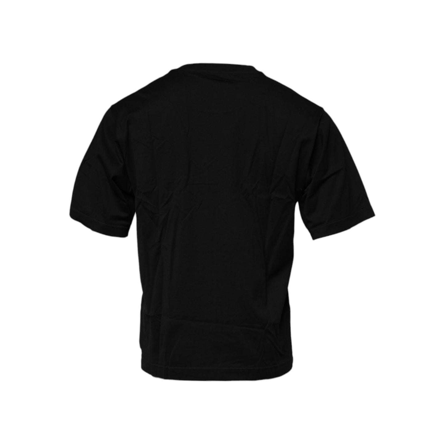 Dolce & Gabbana Black Logo Patch Cotton Crew Neck T-shirt