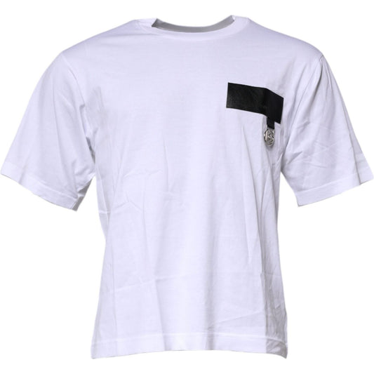 Dolce & Gabbana White Logo Patch Cotton Crew Neck T-shirt TSH90047-44