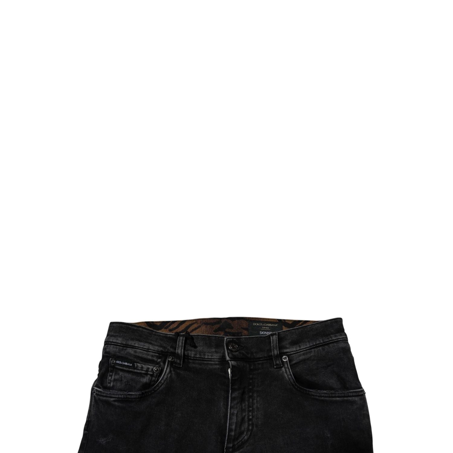 Dolce & Gabbana Black Tattered Cotton Skinny Men Denim Jeans