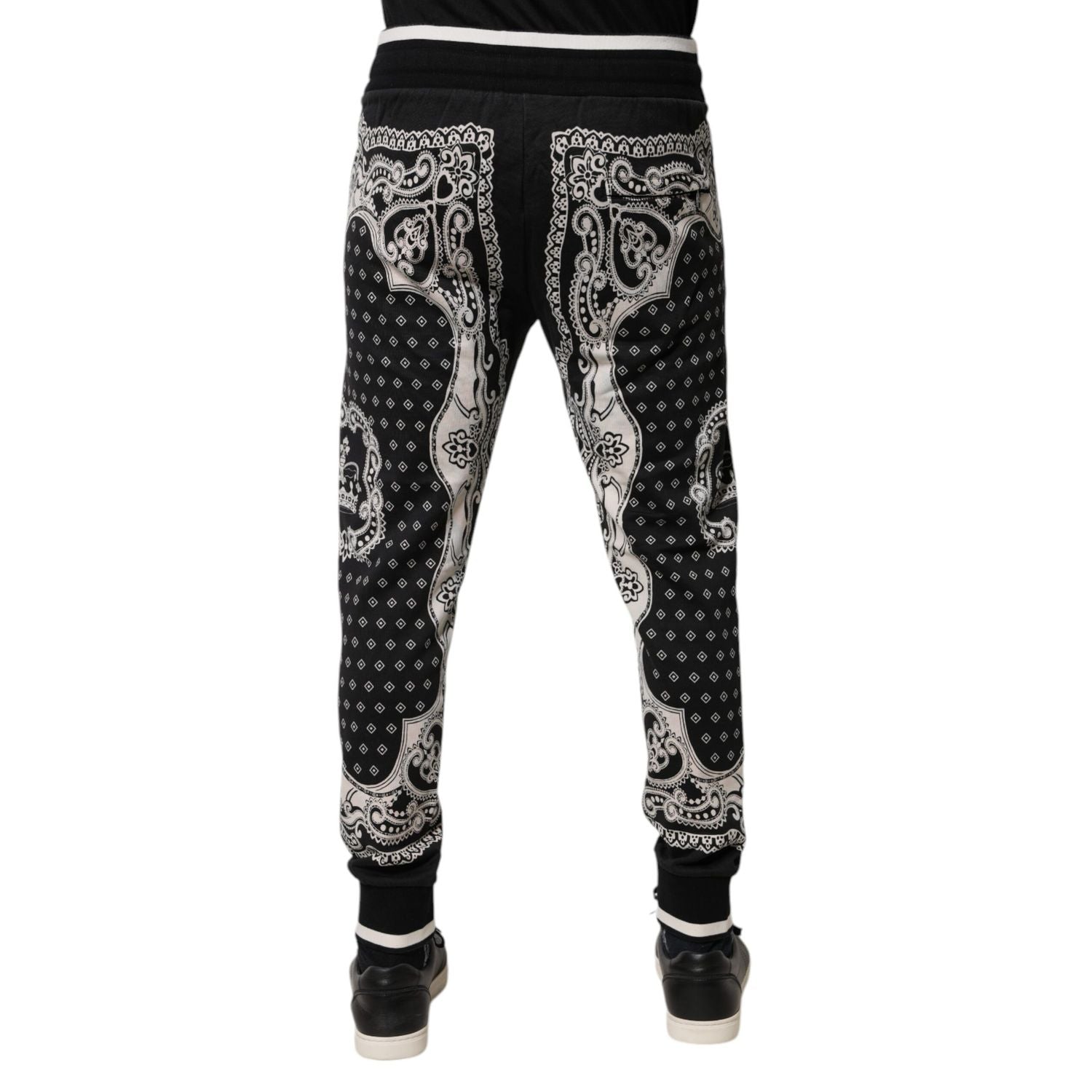Dolce & Gabbana Black Bandana Cotton Jogger Pants