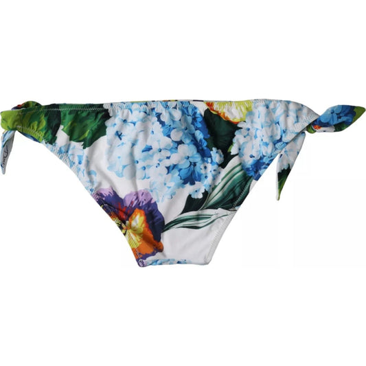 Dolce & Gabbana White Floral Print Swimsuit Bikini Bottom Swimwear Dolce & Gabbana Gray