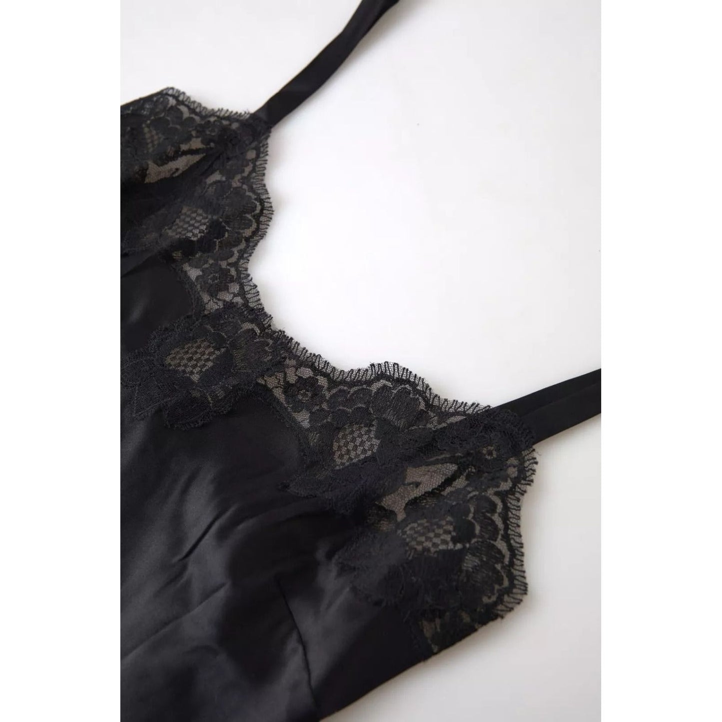 Dolce & Gabbana Black Lace Silk Sleepwear Camisole Top Underwear BIK1717-3