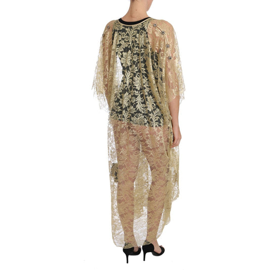 Dolce & Gabbana Golden Floral Lace Kaftan Sundress Dolce & Gabbana Rosy Brown