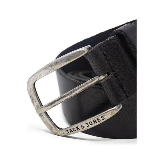 Jack Jones Black Leather Belt Jack Jones Gray