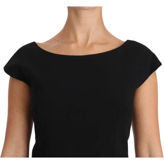 Dolce & Gabbana Elegant Black Maxi Sheath Dress Dolce & Gabbana Tan