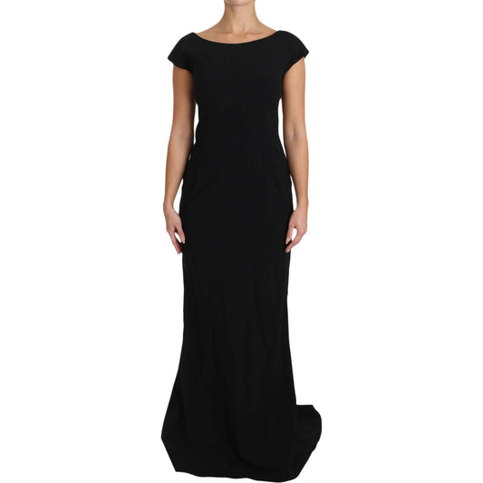 Dolce & Gabbana Elegant Black Maxi Sheath Dress Dolce & Gabbana Rosy Brown