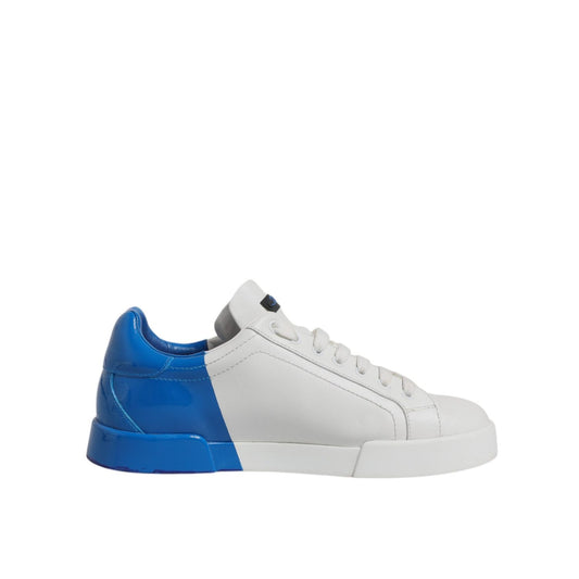 Dolce & Gabbana White Blue Logo Leather Portofino Sneaker Shoes MV6951-41