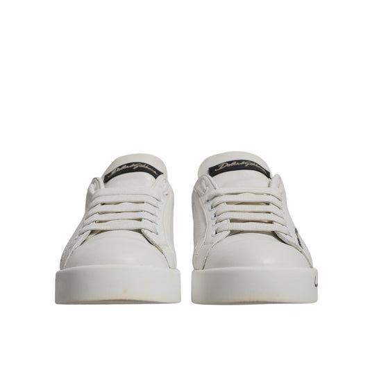 Dolce & Gabbana White Blue Logo Portofino Sneakers Shoes LA12434-35