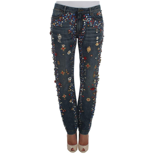 Dolce & Gabbana Enchanted Sicily Crystal Heart Boyfriend Jeans Dolce & Gabbana Dark Slate Gray
