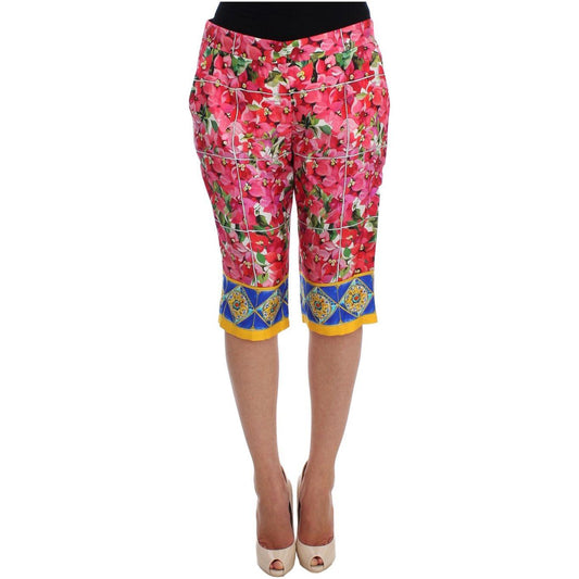 Dolce & Gabbana Multicolor Floral Silk Capri Pants Dolce & Gabbana Rosy Brown