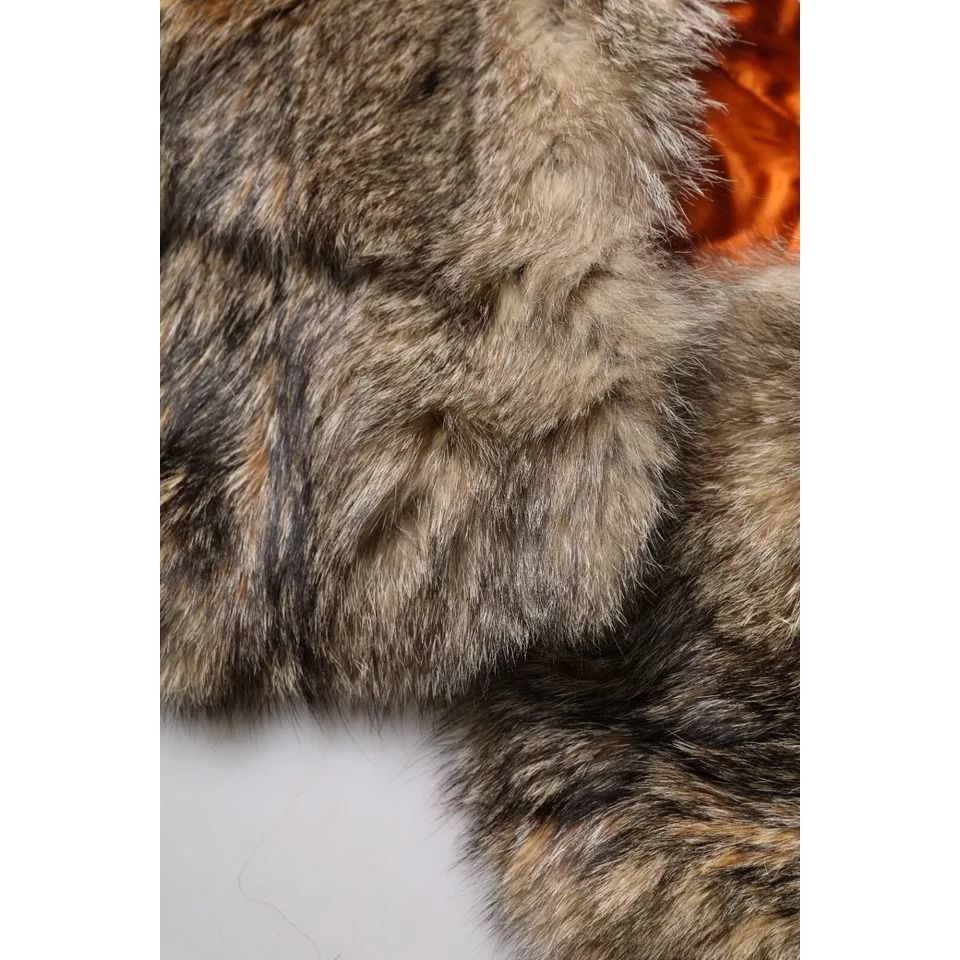 Dolce & Gabbana Brown Fur Shoulder Collar Neck Wrap Scarf