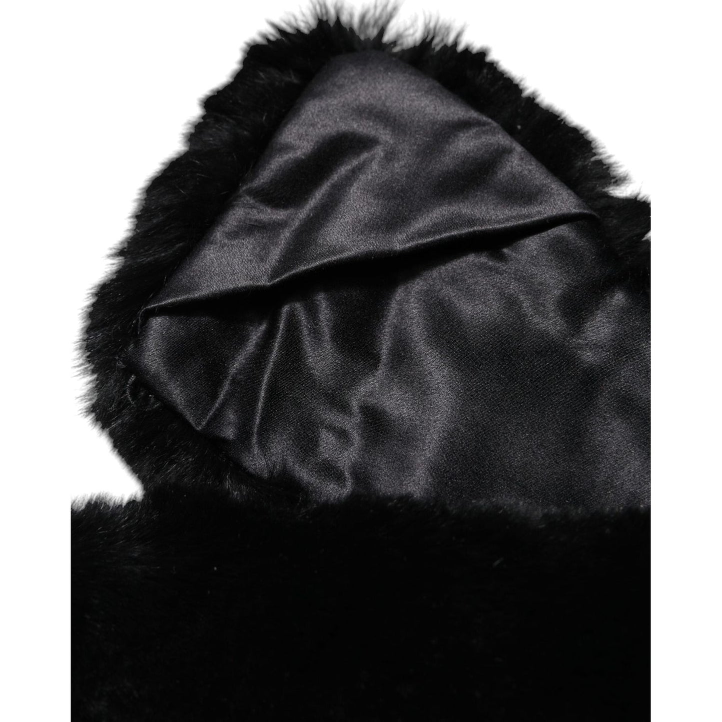 Dolce & Gabbana Black Lamb Fur Collar Women Neck Wrap Scarf MS7111-40