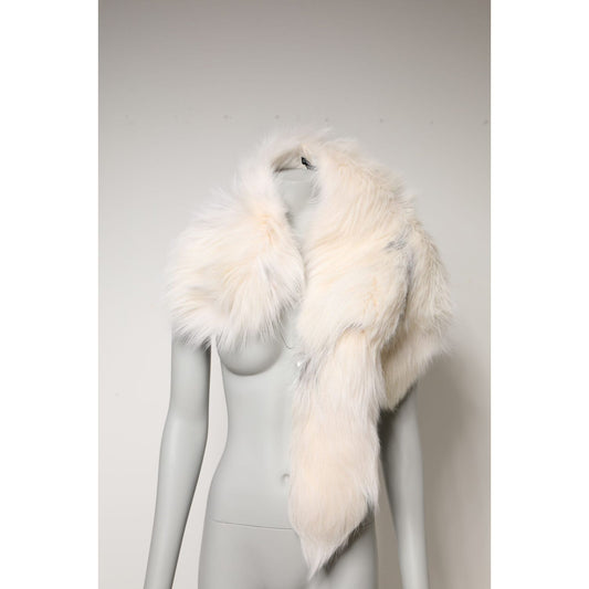Dolce & Gabbana White Fox Fur Neck Wrap Warmer Winter Scarf MS7122