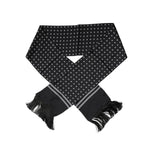 Dolce & Gabbana Black White Polka Dotted Silk Skinny Fringes Scarf MS7195