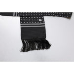 Dolce & Gabbana Black White Polka Dotted Silk Skinny Fringes Scarf MS7195