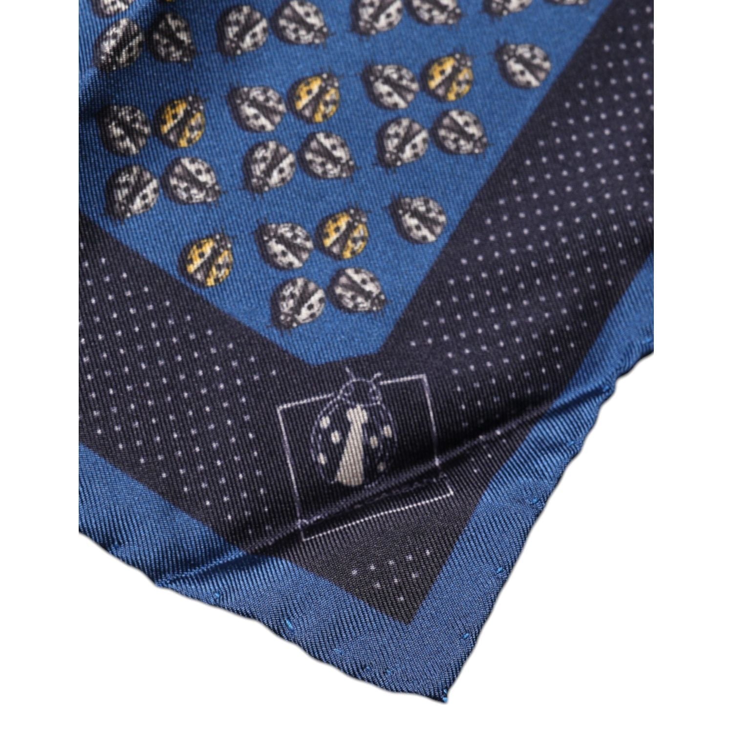 Dolce & Gabbana Blue Lady Bug Silk Square Handkerchief Scarf