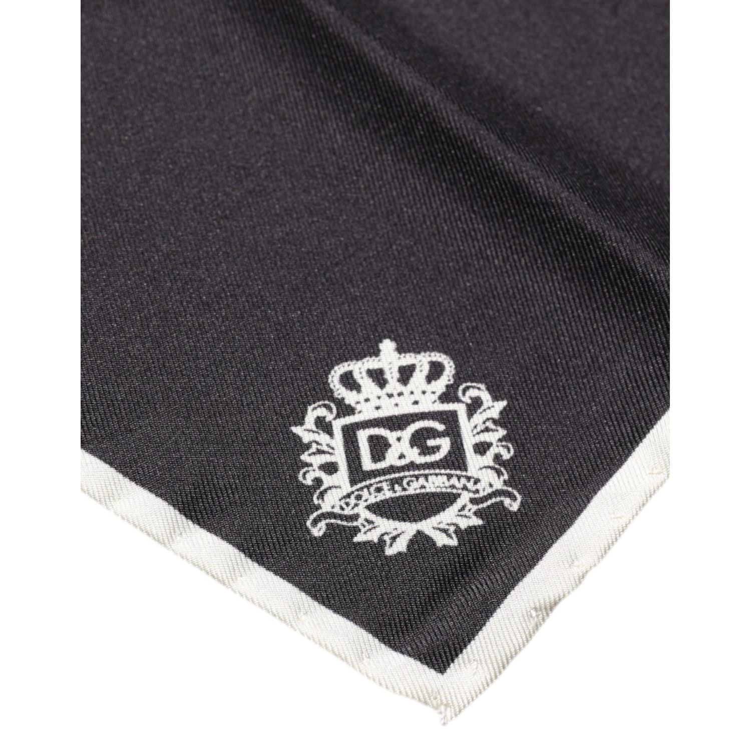 Dolce & Gabbana Black Crown Logo Square Handkerchief Scarf