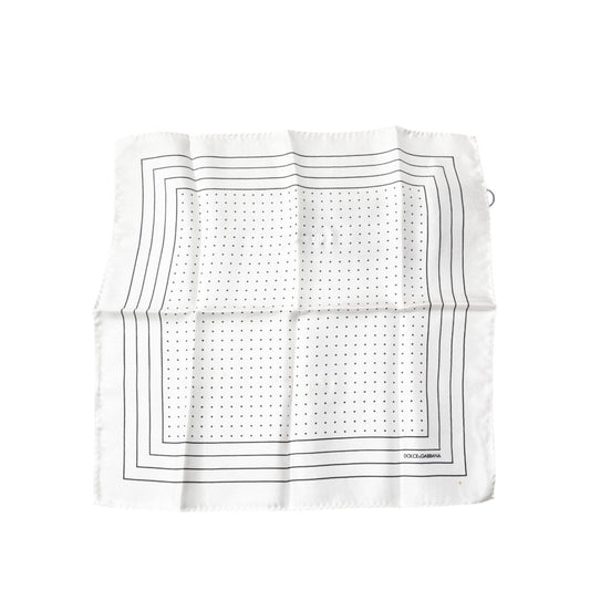 Dolce & Gabbana White Polka Dots Square Handkerchief Scarf MS7314