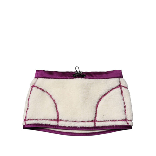 Dolce & Gabbana White Purple Cashmere Fleece Neck Warmer Scarf MS7415