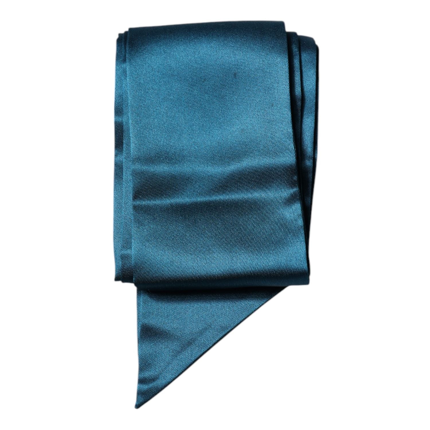 Dolce & Gabbana Dark Green Satin Silk Skinny Foulard Scarf
