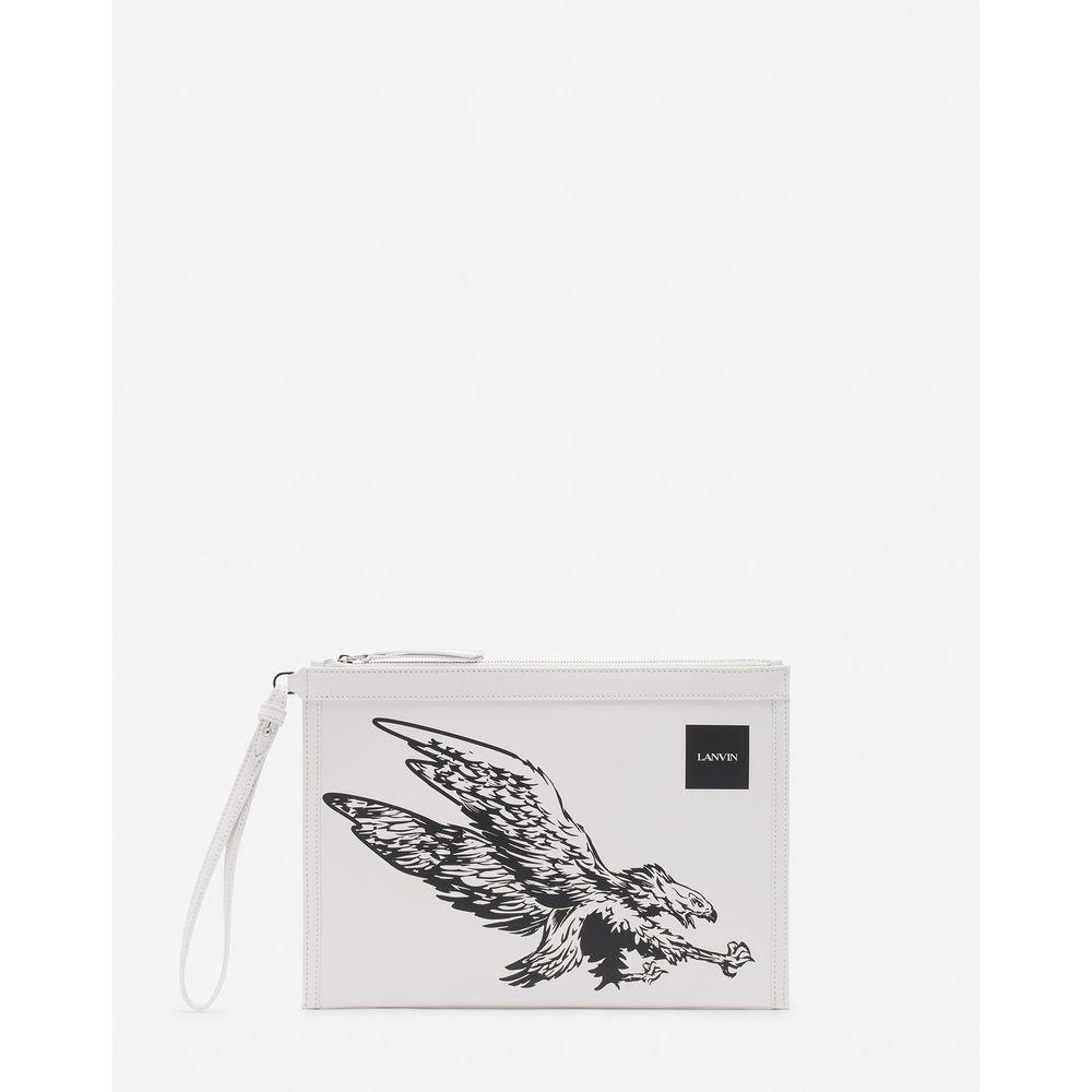 Lanvin White Leather Men Pouch Wallet LA-14934