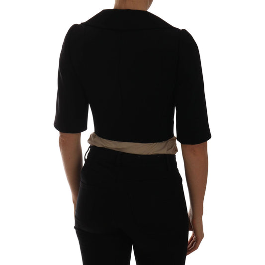 Dolce & Gabbana Chic Black Cropped Double Breasted Blazer Coats & Jackets Dolce & Gabbana Black