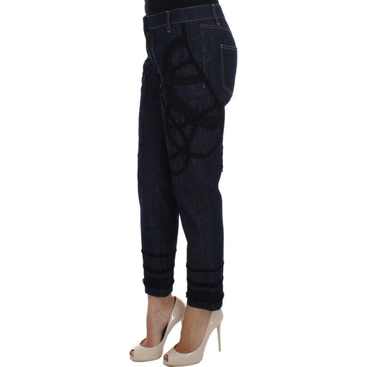 Dolce & Gabbana Embroidered Capri Jeans for Elegant Styling Dolce & Gabbana Black