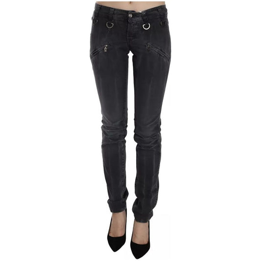 John Galliano Grey Washed Low Waist Zipper Side Skinny Denim Jeans