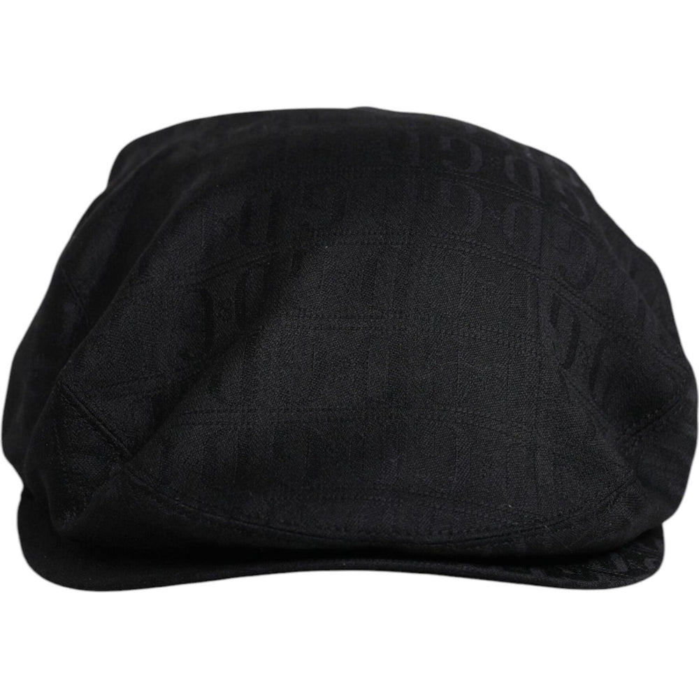 Dolce & Gabbana Black Wool Newsboy Capello Cabbie Hat
