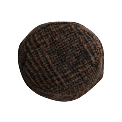 Dolce & Gabbana Brown Houndstooth Wool Woven Bucket Hat