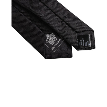 Dolce & Gabbana Black Circles Silk Adjustable Necktie Tie