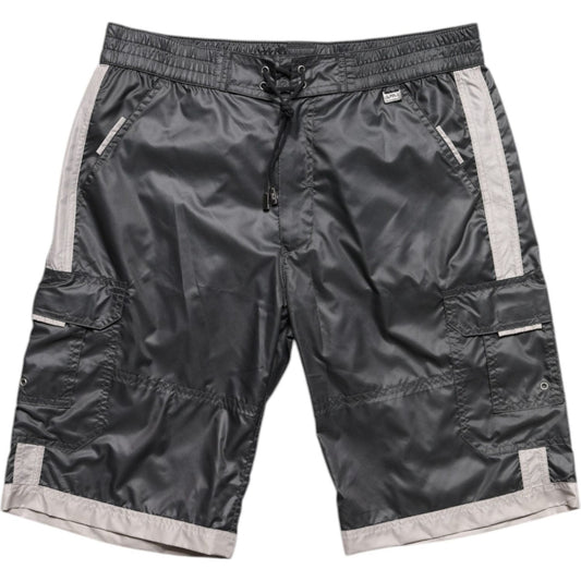 Dolce & Gabbana Gray Polyester Beachwear Swim Shorts Swimwear