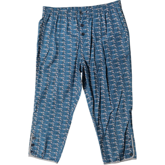 Dolce & Gabbana Blue Shark Print Cropped Beachwear Swimwear