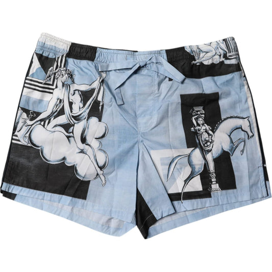 Dolce & Gabbana Blue Statue Print Cotton Mens Shorts