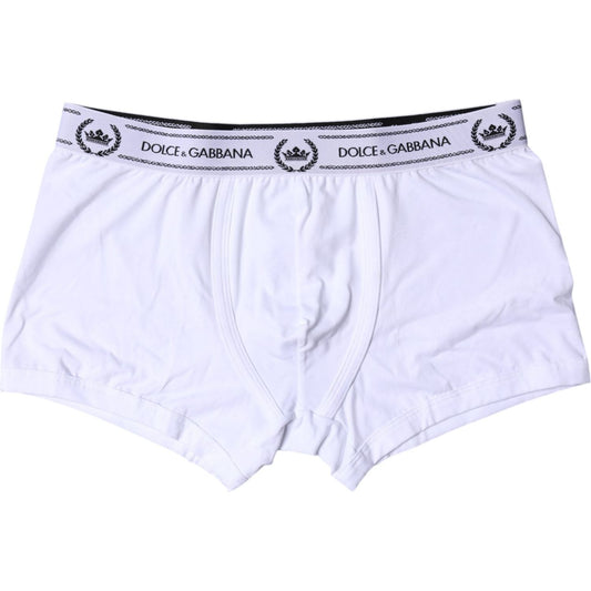 Dolce & Gabbana White Cotton Stretch Regular Boxer Underwear