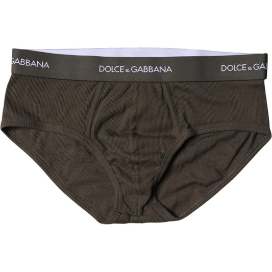 Dolce & Gabbana Gray Cotton Men Mid Slip Brief Underwear
