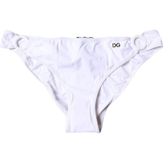 Dolce & Gabbana White Nylon Beachwear Bikini Bottom Swimwear