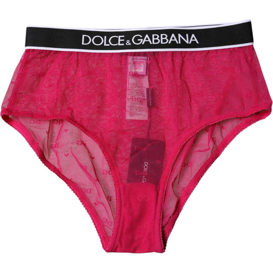 Dolce & Gabbana Fuchsia Tulle Nylon Mid Waist Panty Underwear